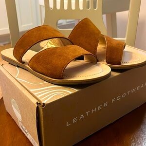 Patina suede slide sandals